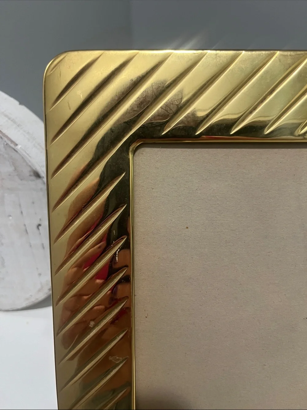 90s Pair Solid Brass Gold Photo Frame 5x7 Hand Polished Lacquer Coated